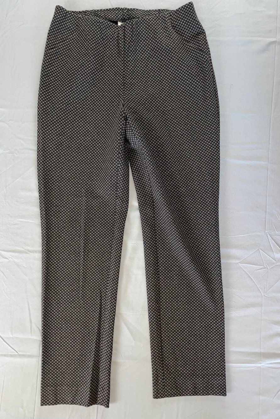 J Jill Ponte Knit Slim Fit Pull On Legging Pants. Brown Geometric, Women's XS.
